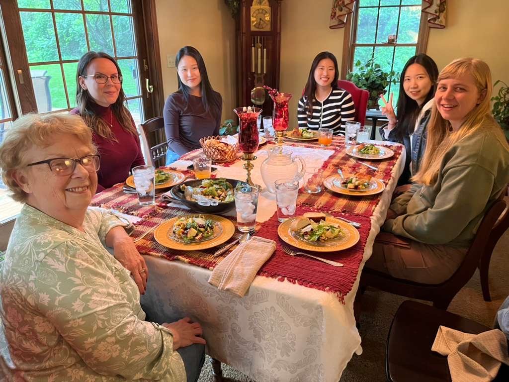 Volunteer Bev having a girls night with students